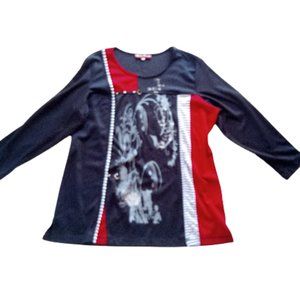 Blue Red White Tunic Top Size 2X but Fits 1X